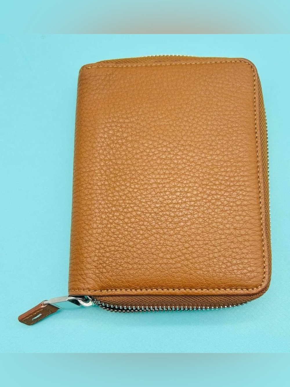 Tiffany & Co Brown Leather Zip Wallet EUC